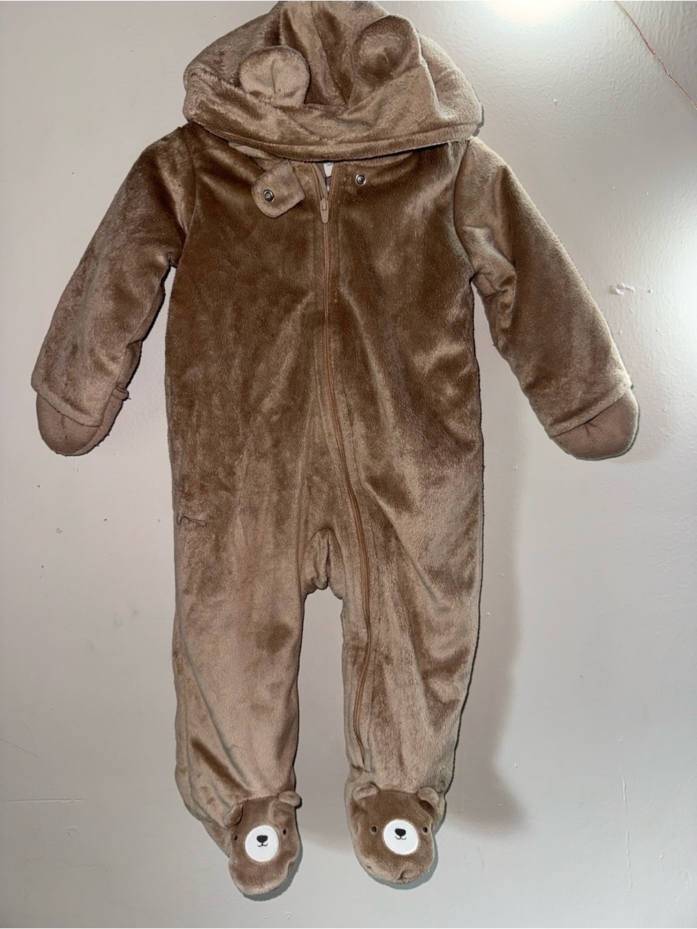 Carter's Brown Bear Plush Baby One-Piece Footie with Hood